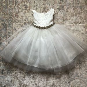 Flower Girl Dress w/lace and faux diamond detail.